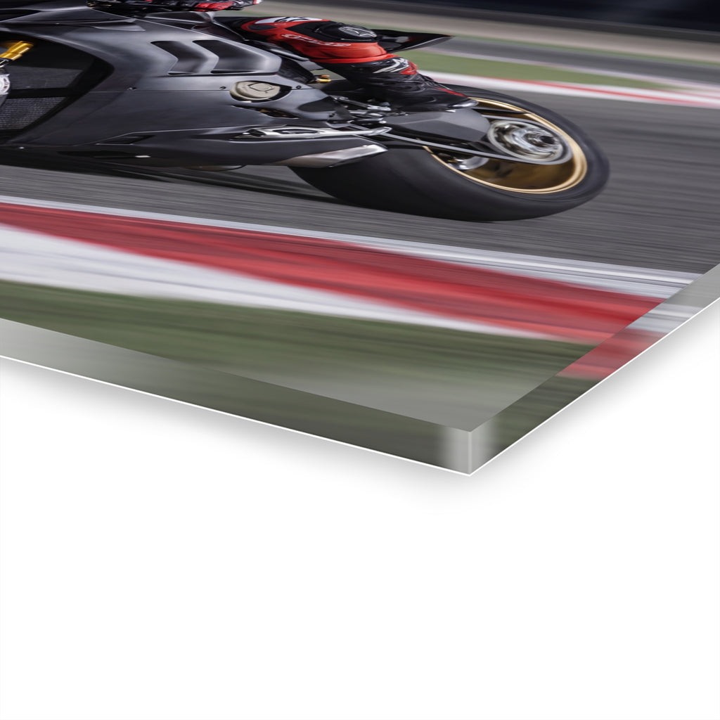 Moto Racer Action Acrylic Print (French Cleat Hanging)
