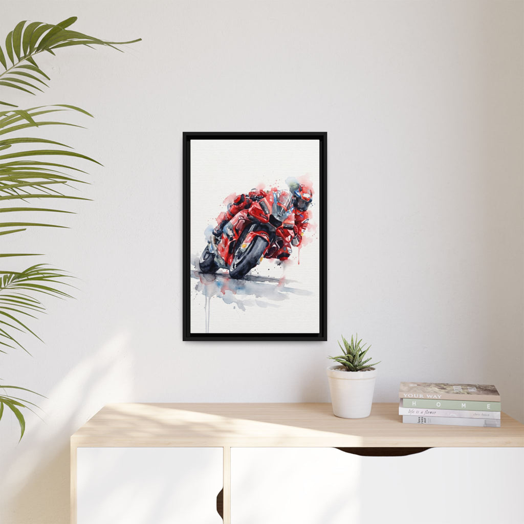 MotoGP Watercolor Print — Matte Framed Canvas