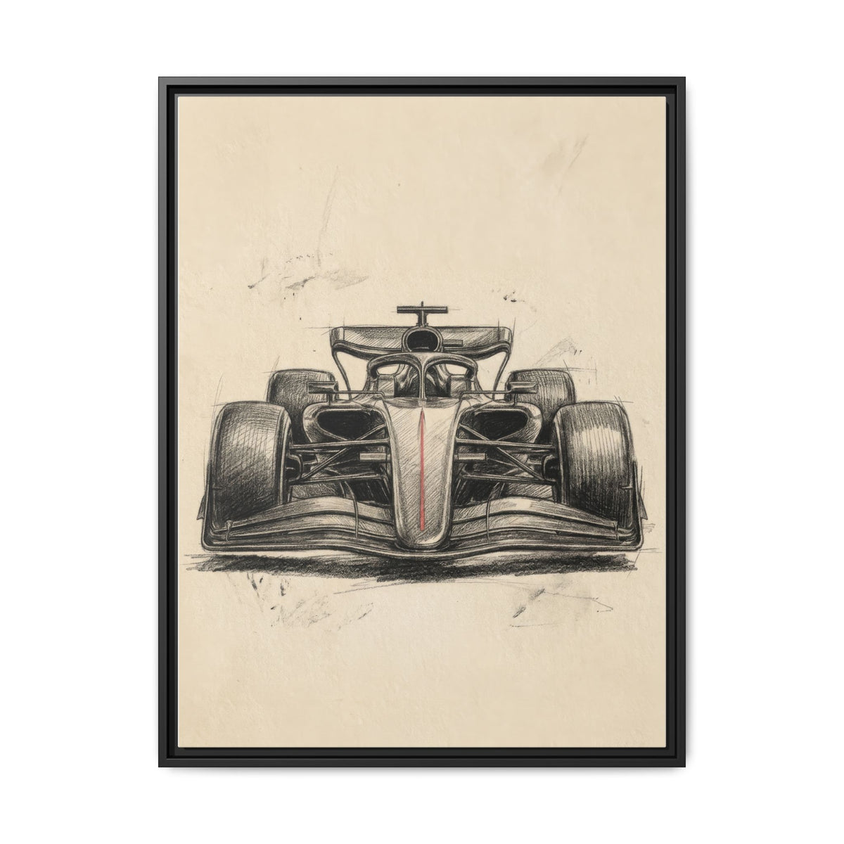 Hand-sketched F1 Race Car Matte Canvas Print — Framed Motorsport Wall Art