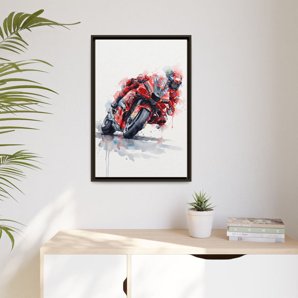 MotoGP Watercolor Print — Matte Framed Canvas