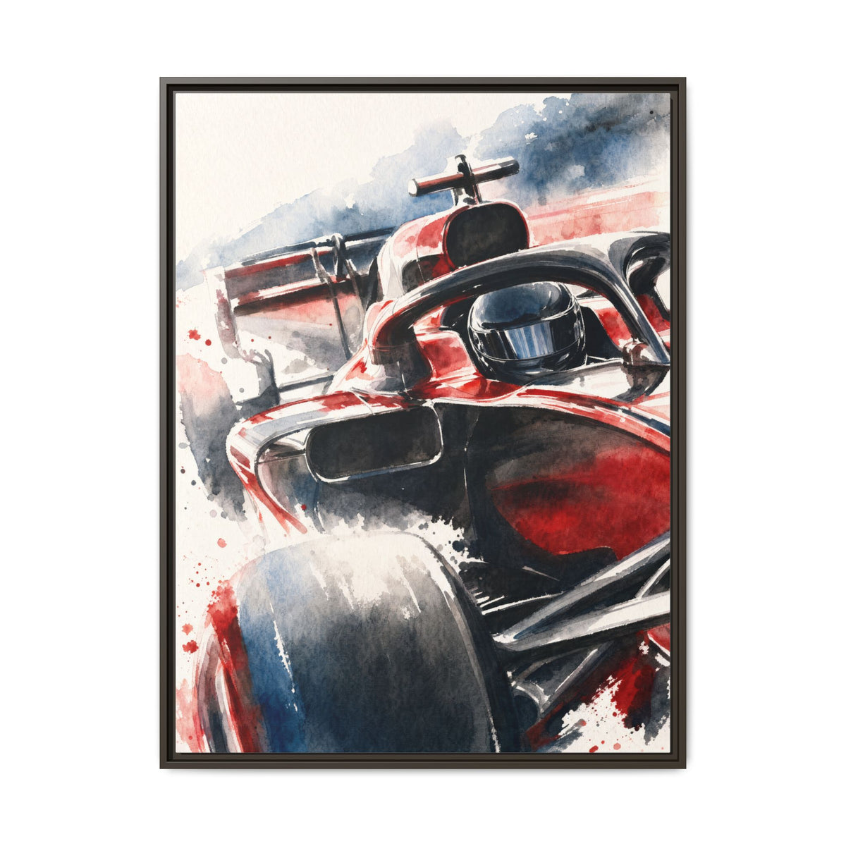 Framed Water Color F1 Car Canvas Print — Formula 1 Motorsport Wall Art