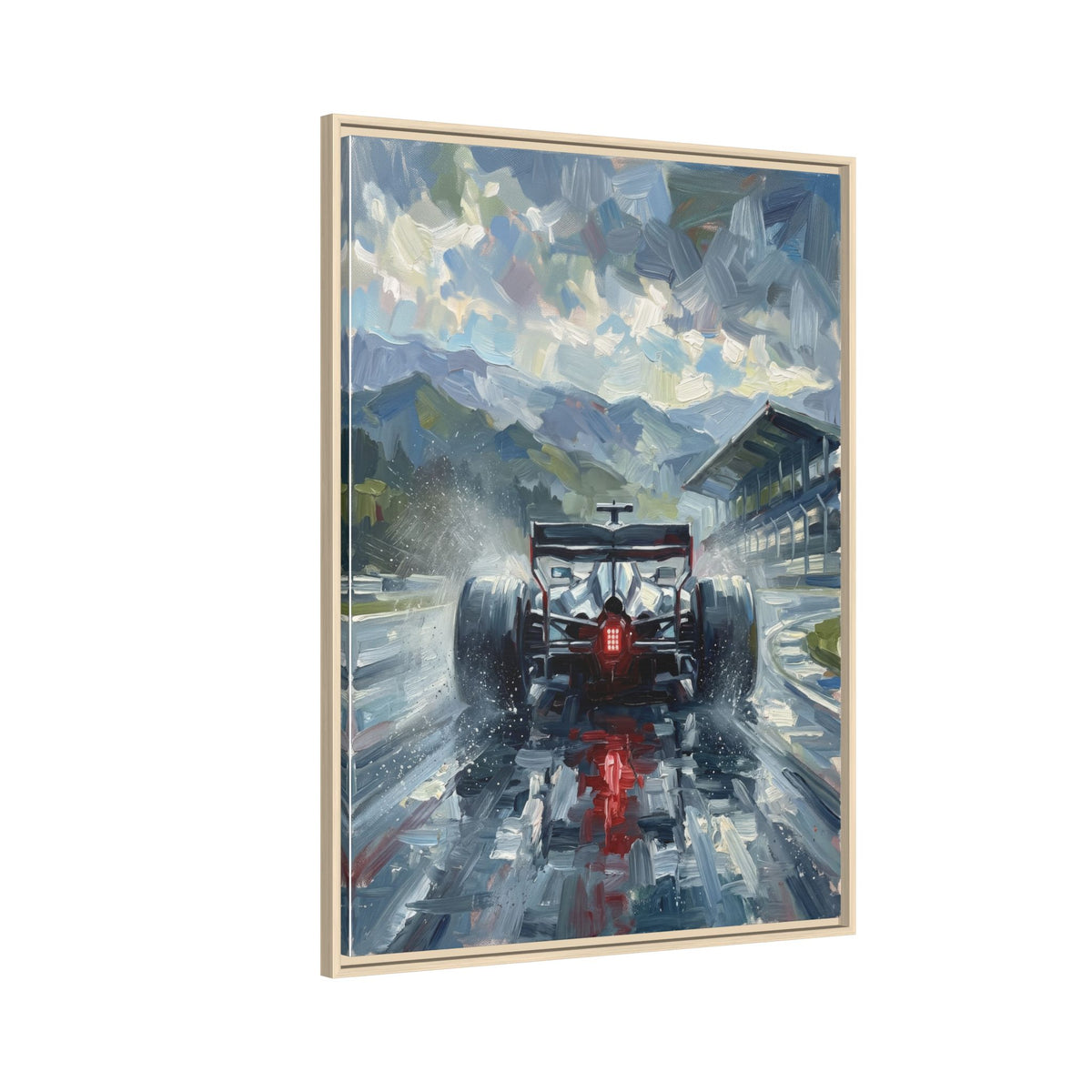 Formula One Wet Racing Car Matte Canvas Print – Framed Motorsport Wall Art