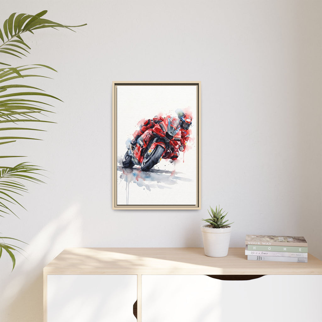 MotoGP Watercolor Print — Matte Framed Canvas