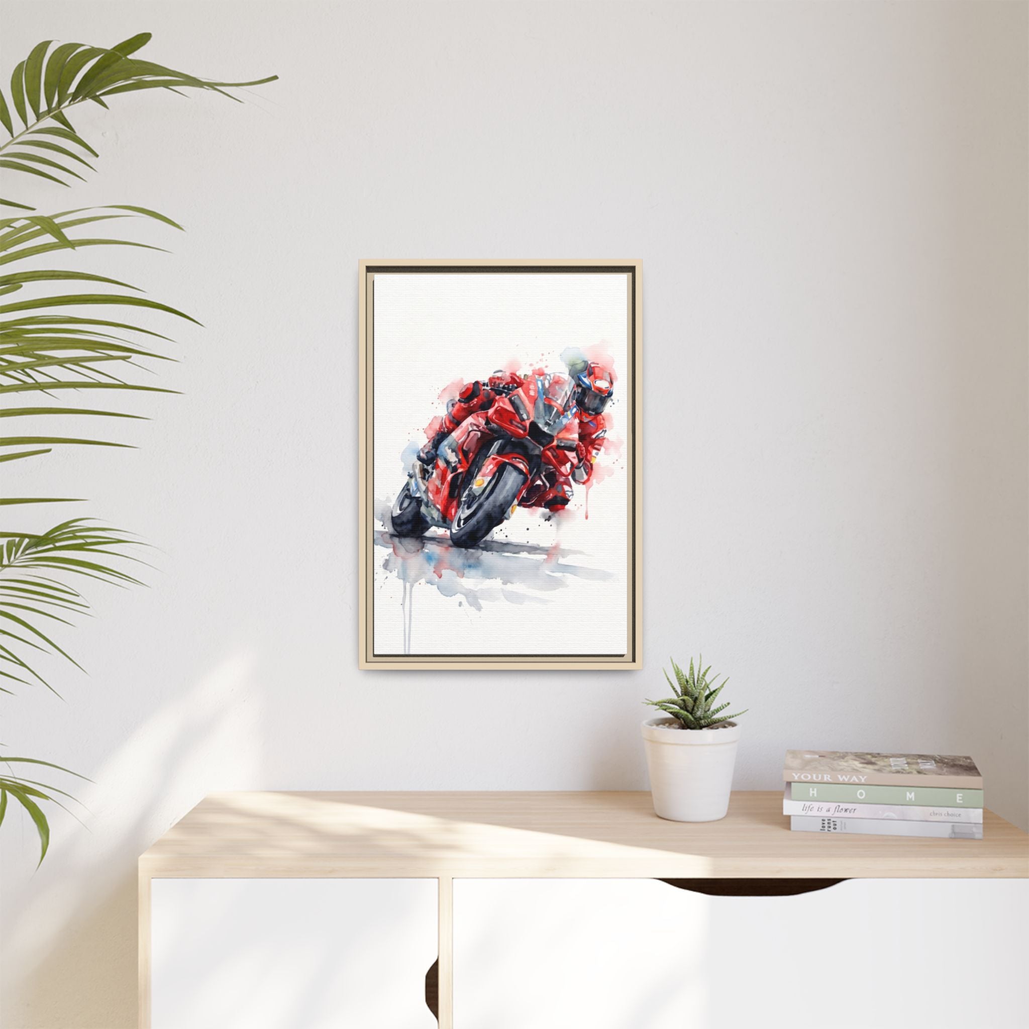 MotoGP Watercolor Print — Matte Framed Canvas