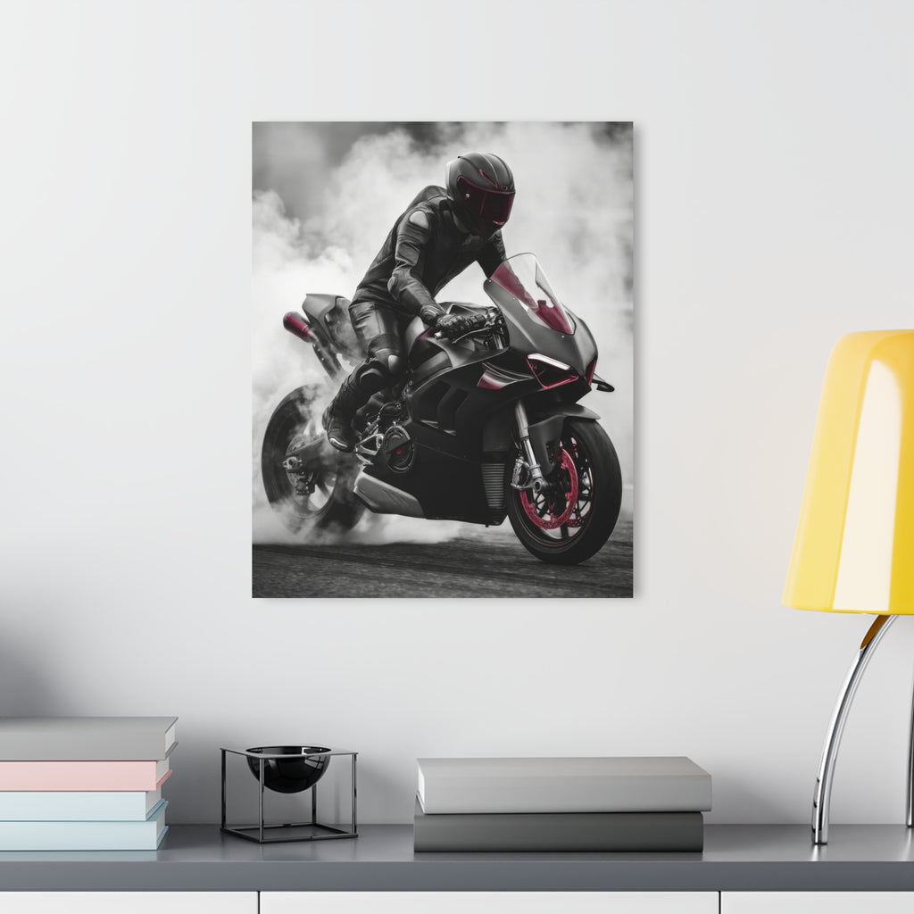 Sport Bike Acrylic Print — Motorcycle Burnout Wall Art (French Cleat Hanging)