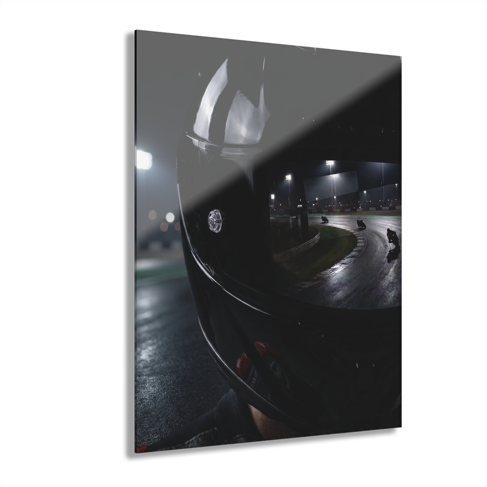 Track Nights Helmet Acrylic Print (French Cleat Hanging)