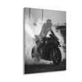 MotoGP Burnout Acrylic Print - Black & White Sportbike Wall Art (French Cleat Hanging)
