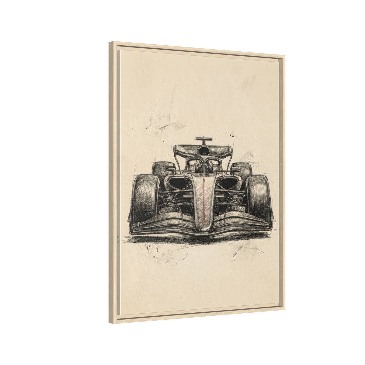 Hand-sketched F1 Race Car Matte Canvas Print — Framed Motorsport Wall Art