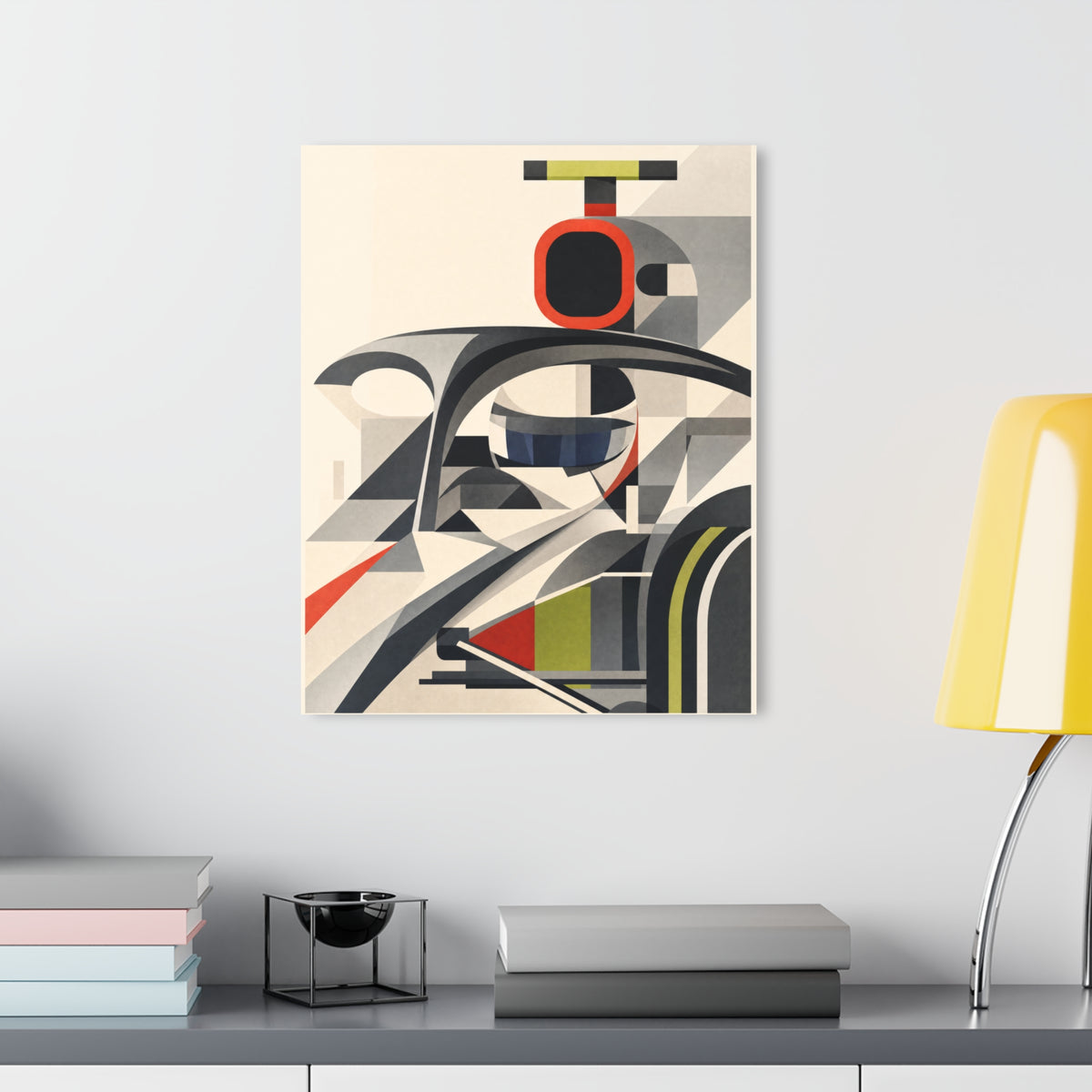 Modern F1 Car Acrylic Print — Geometric Motorsport Wall Art (French Cleat)