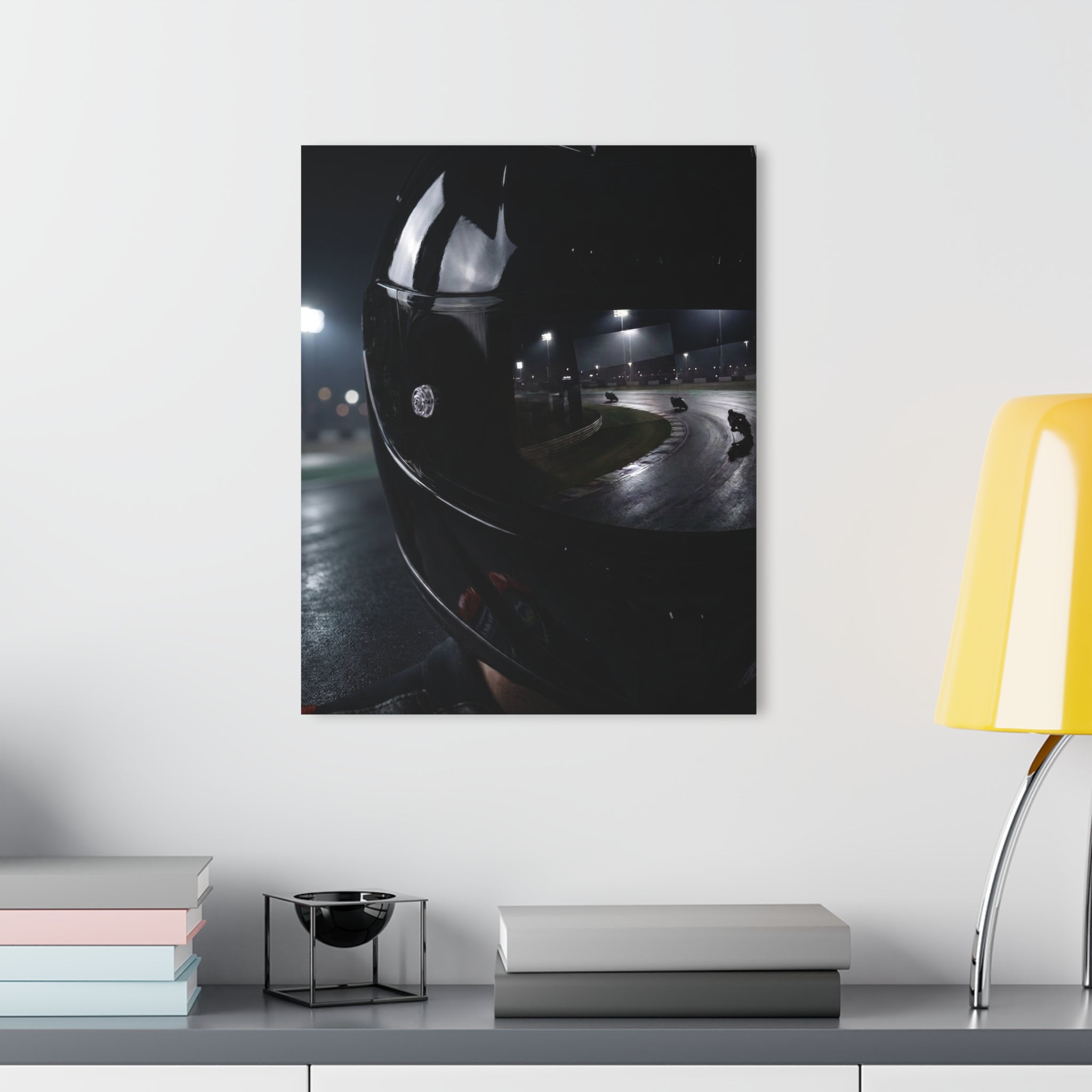 Track Nights Helmet Acrylic Print (French Cleat Hanging)