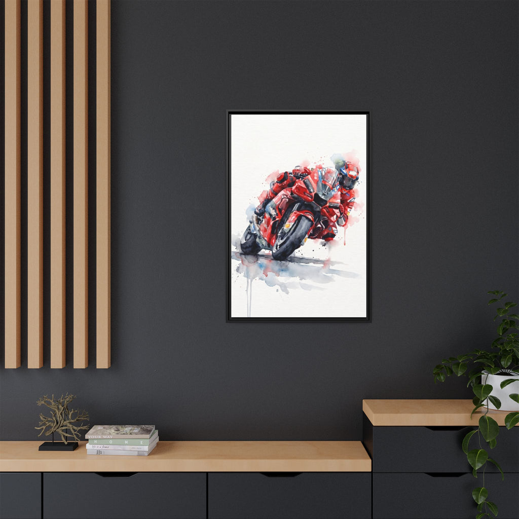 MotoGP Watercolor Print — Matte Framed Canvas