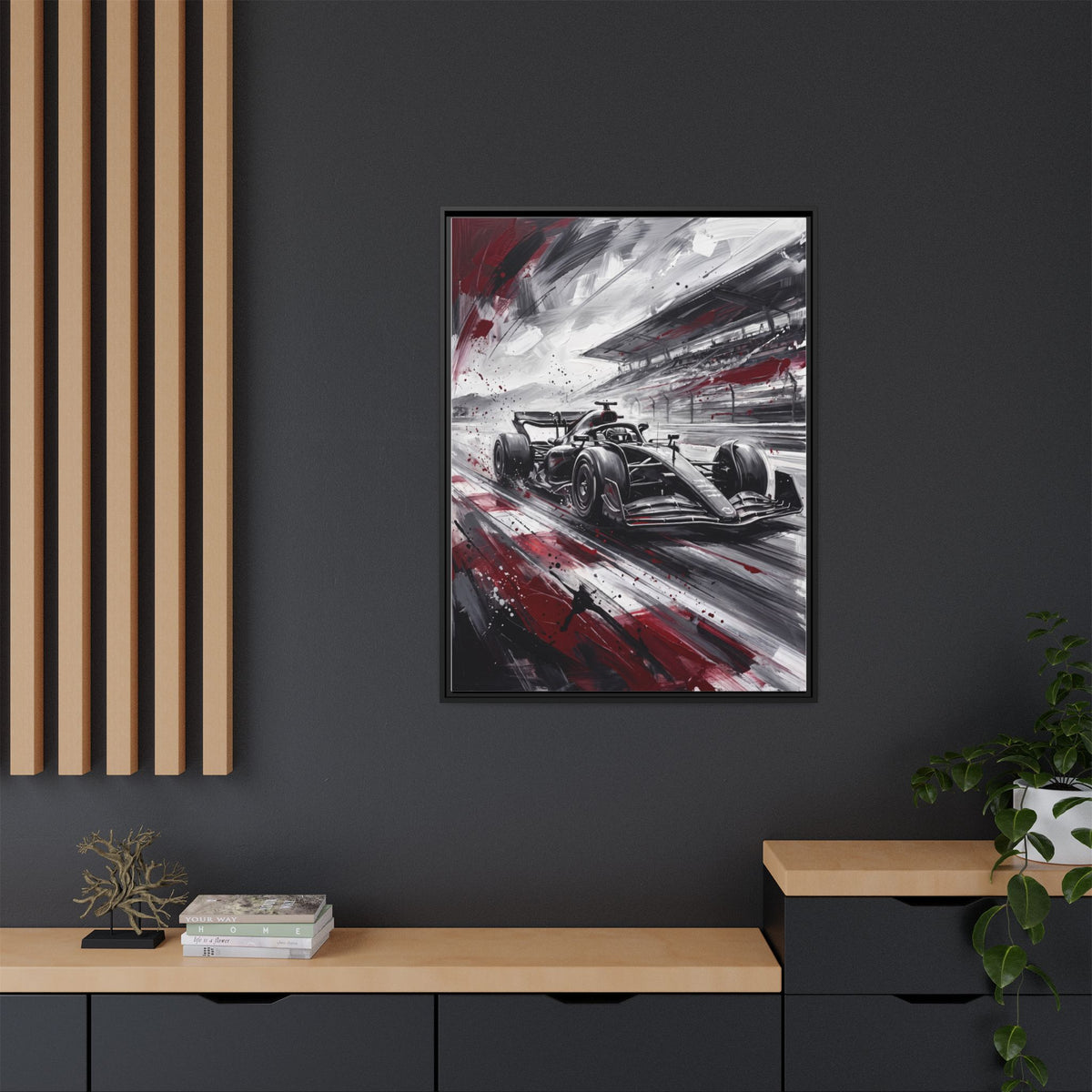 Racing Formula One Car Matte Canvas Framed Print