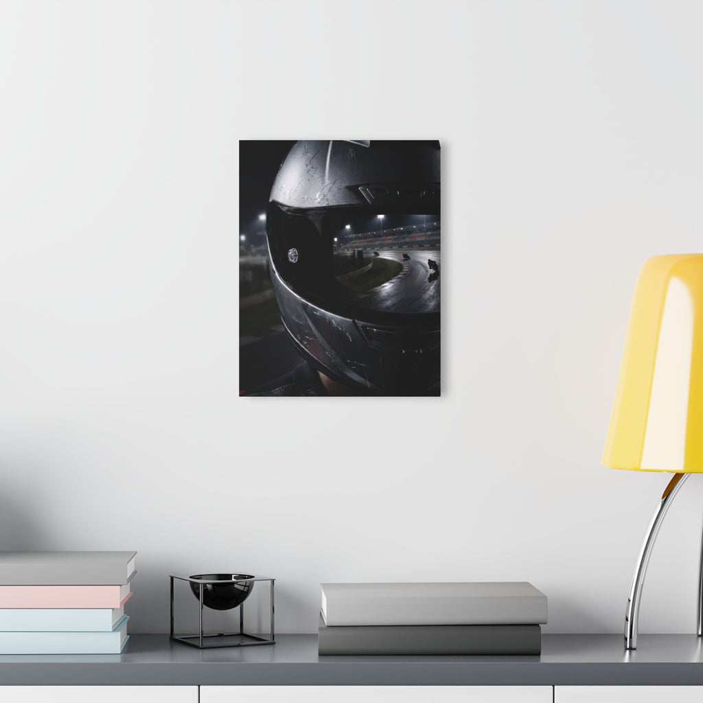 Racing Helmet Nighttrack Acrylic Print (French Cleat Hanging)