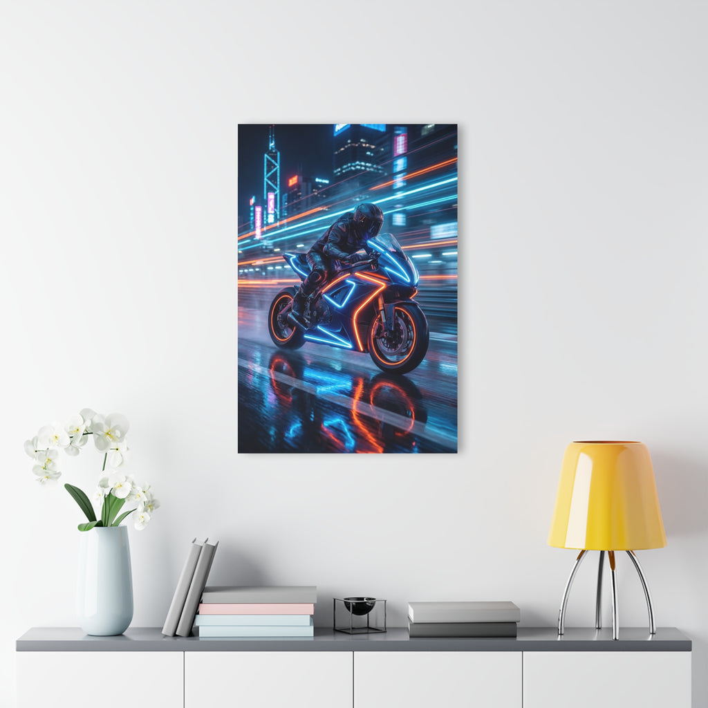 Neon Cyberbike Acrylic Print — Motorcycle Wall Art (French Cleat Hanging)