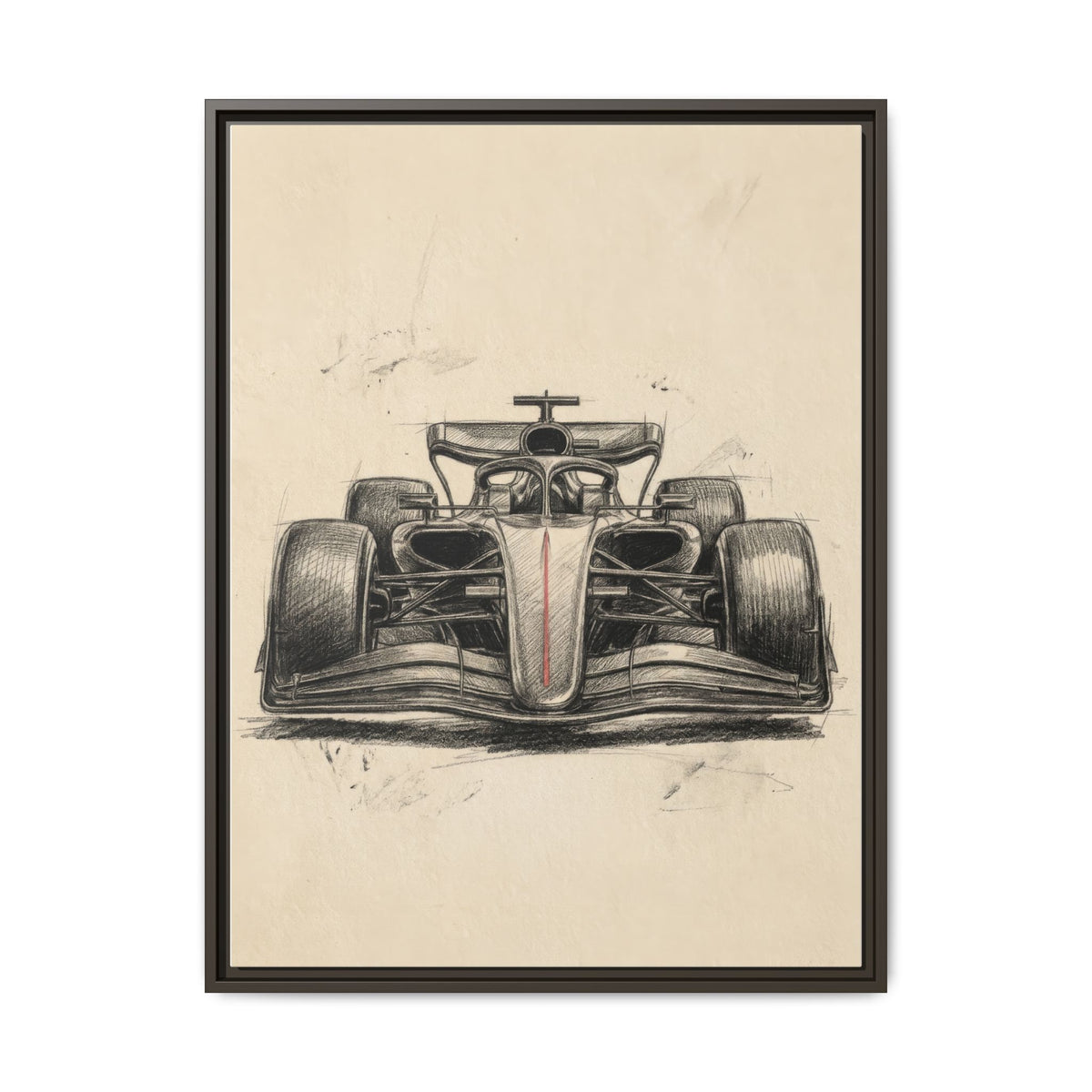 Hand-sketched F1 Race Car Matte Canvas Print — Framed Motorsport Wall Art