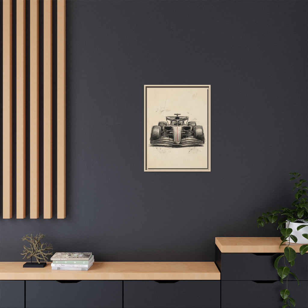 Hand-sketched F1 Race Car Matte Canvas Print — Framed Motorsport Wall Art