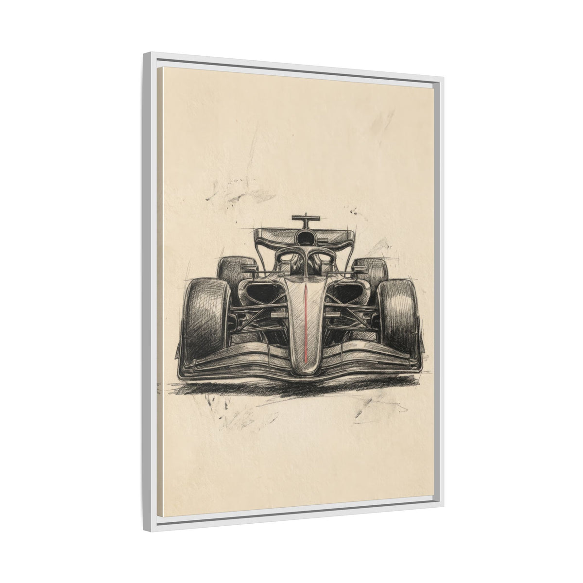 Hand-sketched F1 Race Car Matte Canvas Print — Framed Motorsport Wall Art