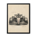 Hand-sketched F1 Race Car Matte Canvas Print — Framed Motorsport Wall Art