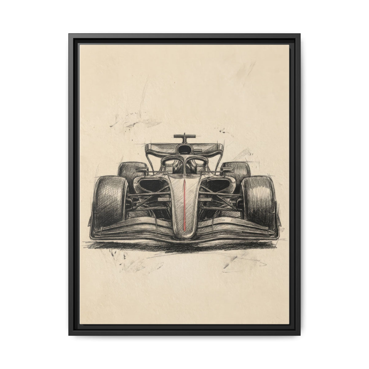 Hand-sketched F1 Race Car Matte Canvas Print — Framed Motorsport Wall Art