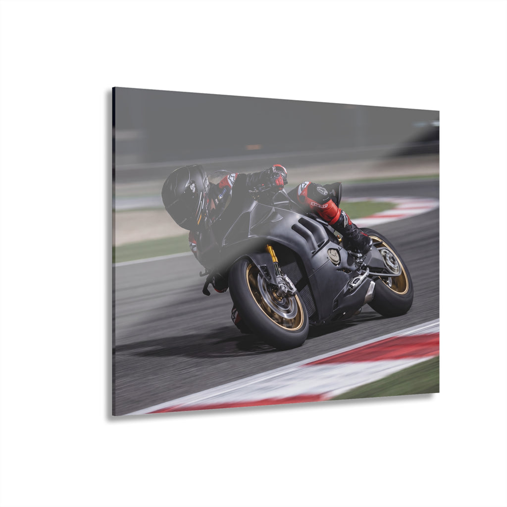Moto Racer Action Acrylic Print (French Cleat Hanging)