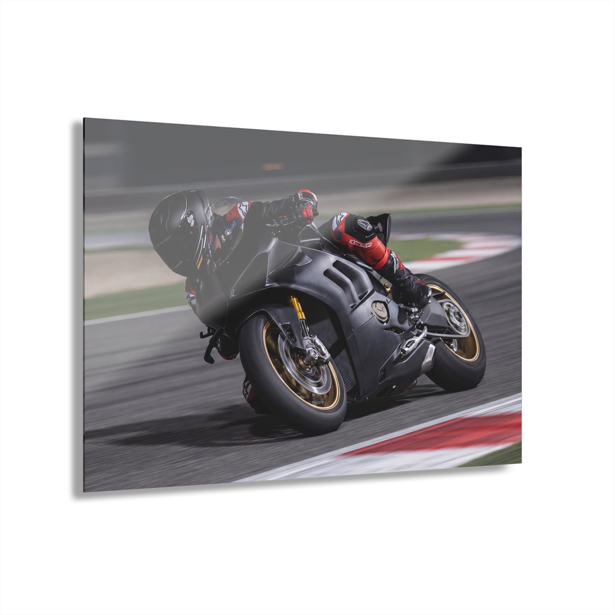 Moto Racer Action Acrylic Print (French Cleat Hanging)