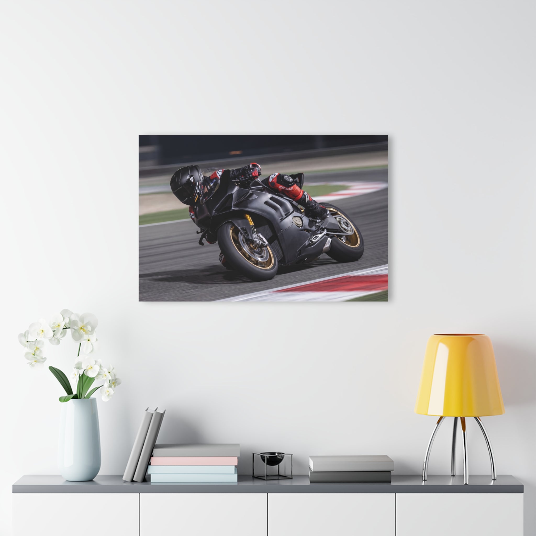 Moto Racer Action Acrylic Print (French Cleat Hanging)