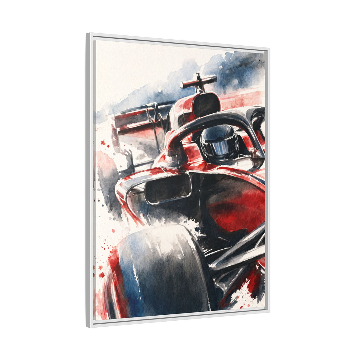 Framed Water Color F1 Car Canvas Print — Formula 1 Motorsport Wall Art